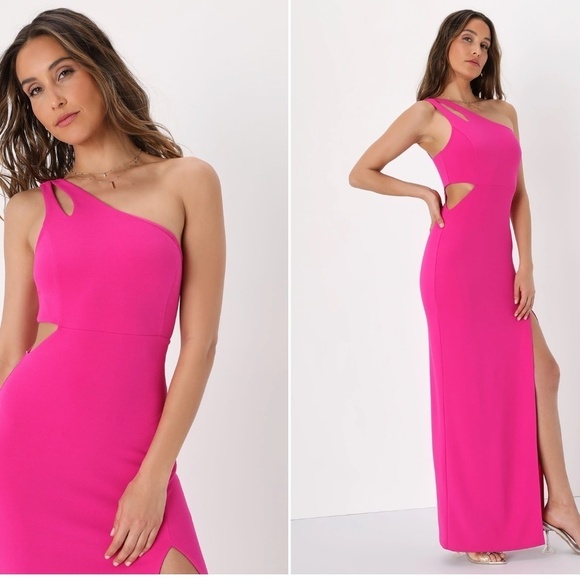 LULU's Sexy Prom Wedding Elegant Classy One Shoulder Mermaid Trumpet Gown - Picture 4 of 4